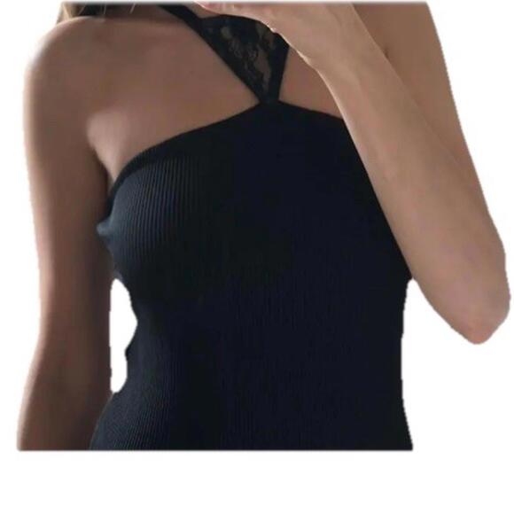 Christopher Kane Lace Paneled Bodycon Dress Jersey Ribbed Black Size 40 NWT - Picture 2 of 6